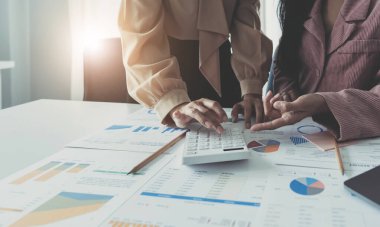 İş analizcileri mali durum raporunu denetleme iç kontrol sistemi için kontrol ediyor. Muhasebe, Denetleme Ekibi