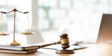 İşletme ve avukatlar ofiste yüksek rütbeli avukatlarla sözleşme belgelerini tartışıyorlar. Hukuk, hukuk hizmetleri, danışmanlık, adalet ve hukuk konsepti.