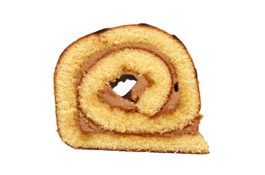 Beyaz arka plan üzerinde izole tatlı rulo pasta