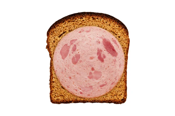 Свежий хлеб и колбаса изолированы — стоковое фото