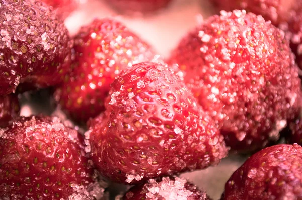 Strawberries in sugar — Stock Photo, Image