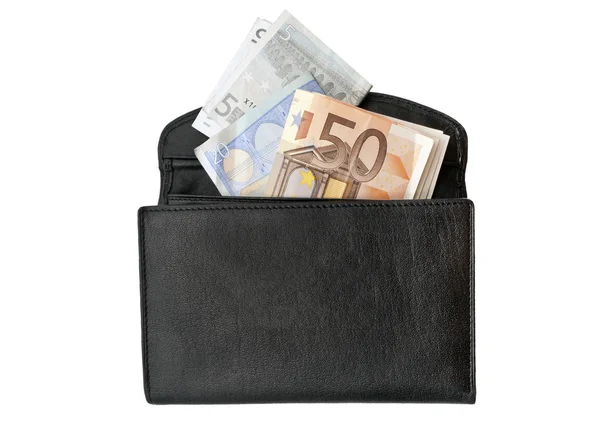 LEATHER WALLET AND MONEY — стоковое фото