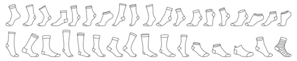 Socks Icon Set Black Linear Socks Vector Illustration Stocking Icon — Stock Vector