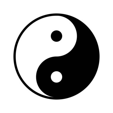 Yin Yang sembolü. Uyum ve dengenin siyah sembolü. Taoizm 'in din sembolü. Vektör illüstrasyonu.