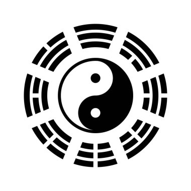 Yin Yang Bagua sembolü. Tai Chi deseni. Bagua, Taoculuğun sembolü. Vektör dini illüstrasyon.