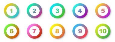 Madde 1 'den 10' a kadar. Yaratıcı 3D işaretleyiciler ayarlandı. Vektör illüstrasyonu.