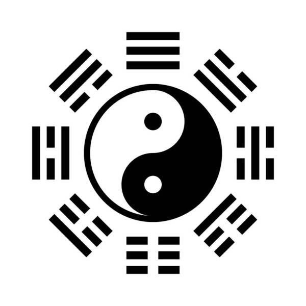 Yin Yang bagua symbol. Tai Chi pattern. Bagua - symbol of Taoism. Vector religious illustration.