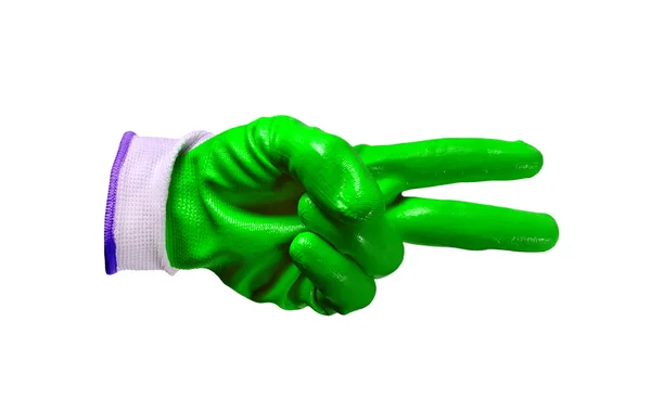 Izole yeşil iş eldivenleri — Stok fotoğraf