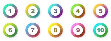 Madde 1 'den 10' a kadar. Yaratıcı 3D işaretleyiciler ayarlandı. Vektör illüstrasyonu.