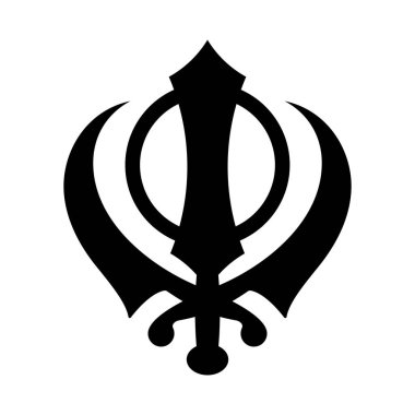 Khanda sembolü. Sikizm 'in dini sembolü. Vektör çizimi. Siyah Khanda simgesi