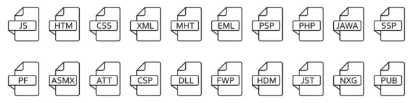 Ícone Formatos Arquivo Vários Arquivos Web Diferentes Ícones Tipo Arquivo —  Vetores de Stock