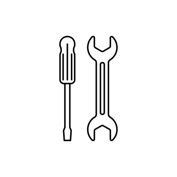 Repair Tools Icon Linear Tool Icon Wrench Screwdriver Vector Illustration — Stock Vector