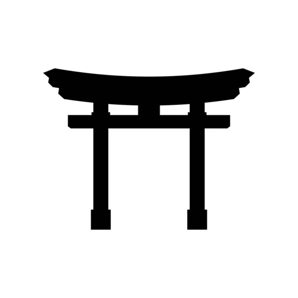 Japanese Gate Torii Black Silhouette Torii Gate Religious Symbol Shintoism — Stock Vector