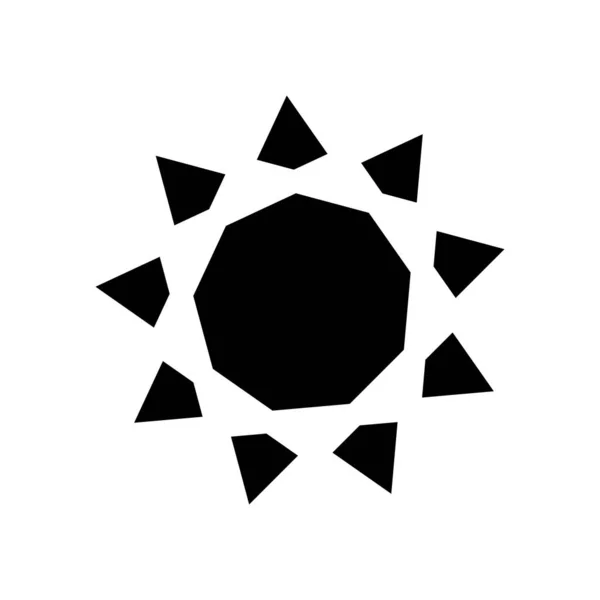 Ikona Slunce Černá Ikona Slunce Plochém Provedení Symbol Slunce Vektorová — Stockový vektor