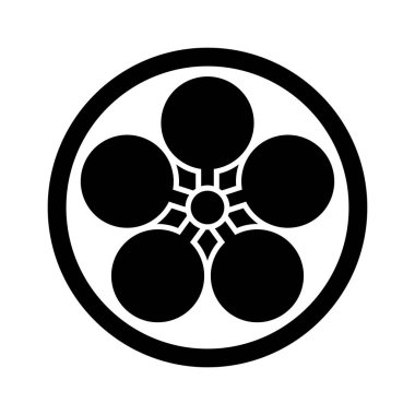 Tenrikyo ikonu. Tenrikyo 'nun siyah dini sembolü. Vektör çizimi. Tenrikyo izole edilmiş sembol