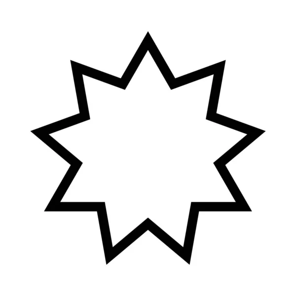 Bahai星 黒の線形Bahaiシンボル バハイの宗教的シンボル ベクターイラスト — ストックベクタ