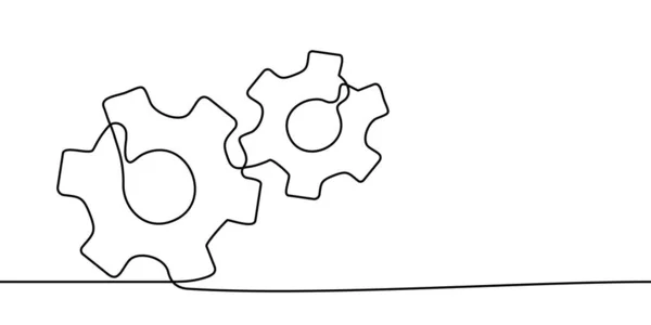 Cogwheel连续线绘图 单行绘图背景 齿轮的连续拉线 矢量说明 — 图库矢量图片