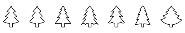 Karácsonyfa Ikon Állítsa Lineáris Karácsonyfa Ikonok Fehér Alapon Vektorillusztráció — Stock Vector