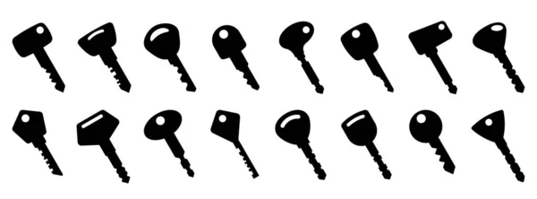 Key Icon Set Black Icons Keys Flat Design Vector Illustration — Stock Vector