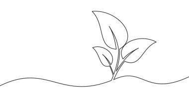 Bir satır arkaplan bırak. Bir çizgi arkaplan çiziyor. Devamlı yaprak çizimi. Vektör çizimi. Doğrusal simge dal