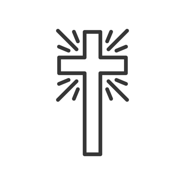 Ícone Cruzado Cruz Religiosa Sobre Fundo Branco Símbolos Igreja Negra —  Vetores de Stock