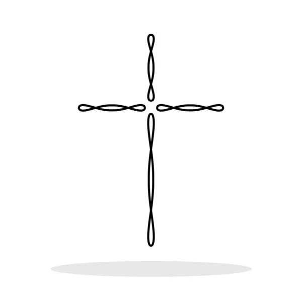 クロスアイコン 白い背景に宗教的なクロス 黒人教会のシンボル キリスト教徒の十字アイコン ベクターイラスト — ストックベクタ