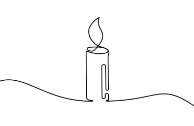Devamlı mum çizimi. Bir satır simgesini mumla. Bir çizgi arkaplan çiziyor. Vektör çizimi. Noel mumu simgesi