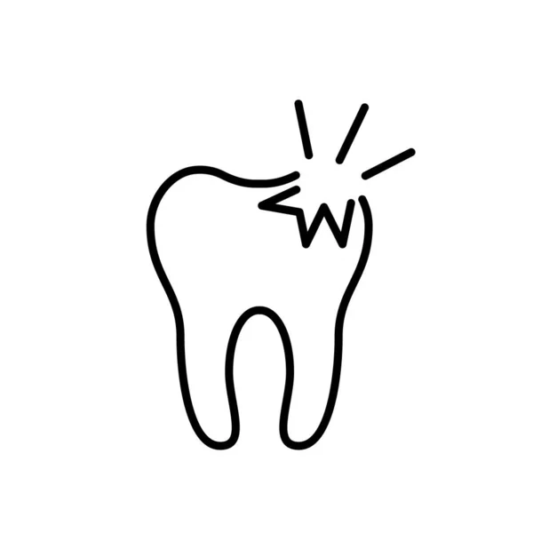 Значок Зуба Линейная Иконка Зуба Векторная Иллюстрация Иконка Треснувшей Зубной — стоковый вектор