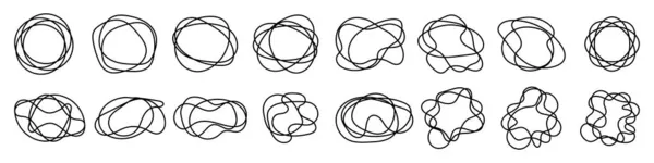 Ручной Рисованный Круг Линейный Эскиз Набор Каракулей Векторная Иллюстрация Черные — стоковый вектор