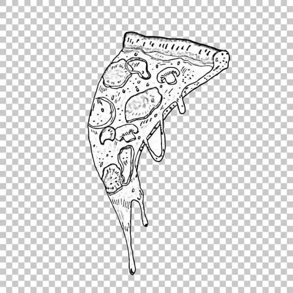 Disegno Una Fetta Pizza Illustrazione Vettoriale Illustrazione Pizza Disegnata Mano — Vettoriale Stock