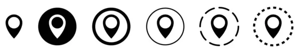 Ikona Przycisku Lokalizacji Zestaw Ikon Pinów Map Ilustracja Wektora Czarny — Wektor stockowy