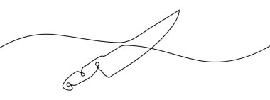 Bıçak darbeleri devam ediyor. Bıçak doğrusal simgesi. Bir çizgi arkaplan çiziyor. Vektör çizimi. Bıçak aralıksız satır simgesi