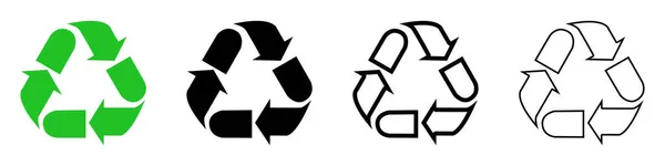 Ikona Recyklingu Zestaw Trójkątnych Znaków Ekorecyklingu Ilustracja Wektora Etykieta Recyklingu — Wektor stockowy