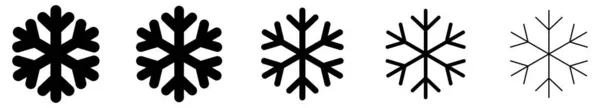 Икона Снежинки Набор Абстрактных Снежинок Векторная Иллюстрация Изолированная Чёрная Снежинка — стоковый вектор