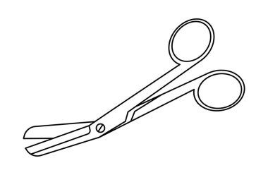 Makas simgesi. El aracı doğrusal simgesi. Vektör çizimi. Beyaz arkaplanda makas simgesi