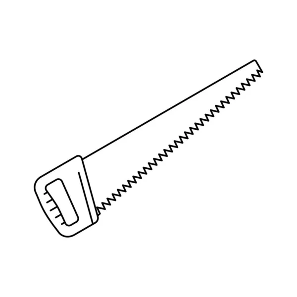 Hacksäge Für Holz Ikone Handsäge Lineares Symbol Vektorillustration Schwarze Werkzeugikone — Stockvektor