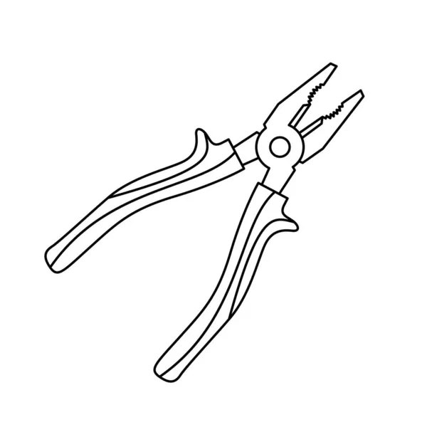 Pliers Icon Hand Tool Linear Icon Vector Illustration Black Pliers — Stock Vector