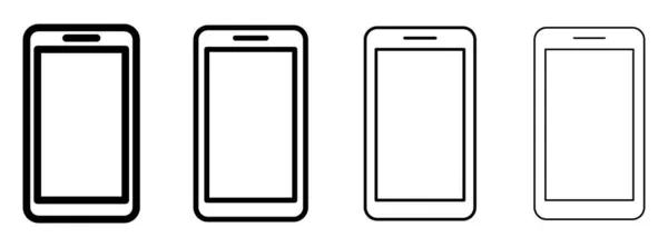 电话图标 一组白色背景的线性智能手机图标 矢量图解 黑色手机图标 — 图库矢量图片