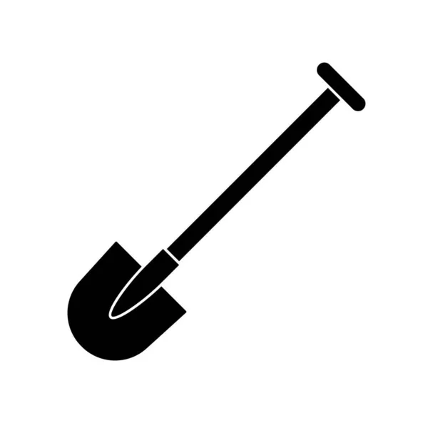 Значок Лопаты Лопата Рытья Строительства Символ Черной Лопаты Значок Инструмента — стоковый вектор
