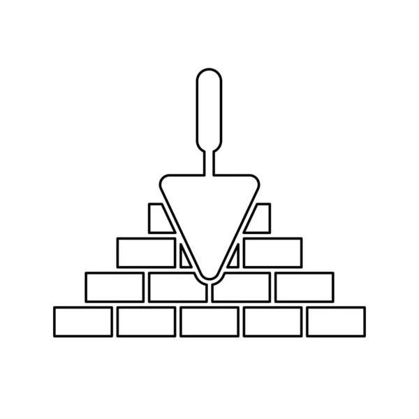Значок Кирпичной Линии Значок Лопатки Кирпича Строительный Ремонтный Символ Векторная — стоковый вектор