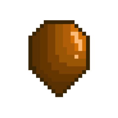 Piksel fındık simgesi. Piksel şeklinde badem fıstığı. Vektör çizimi. Piksel resim simgesi