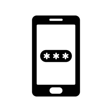 Güvenlik telefon ikonu. Telefon şifresi simgesi. Vektör çizimi. Kişisel veri ikonunu koruma. Telefonun şifresi