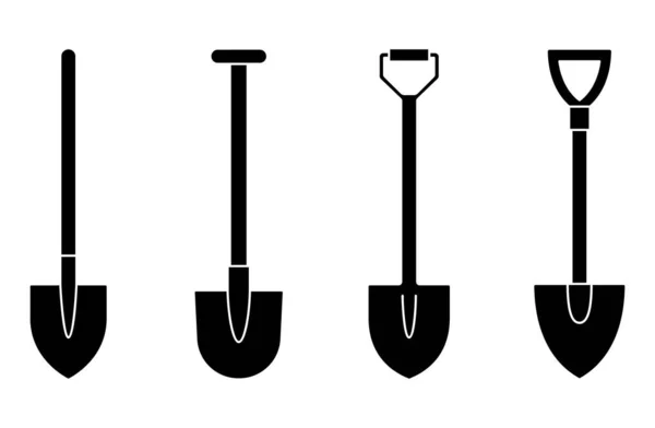 Значок Лопаты Лопата Рытья Строительства Набор Лопат Значок Инструмента Векторная — стоковый вектор