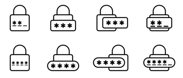 Icono Contraseña Icono Inicio Ilustración Vectorial Conjunto Variados Iconos Planos — Vector de stock