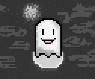 Hayalet ikonu. Şirin hayaletlerin pikseli. Vektör çizimi. Oyun kişiliği