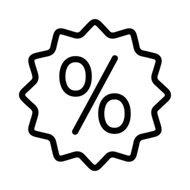 Yüzde simgesi. Doğrusal yüzde simgesi izole edildi. Satış yüzdesi sembolü. Alışveriş etiketleri simgesi. Vektör illüstrasyonu