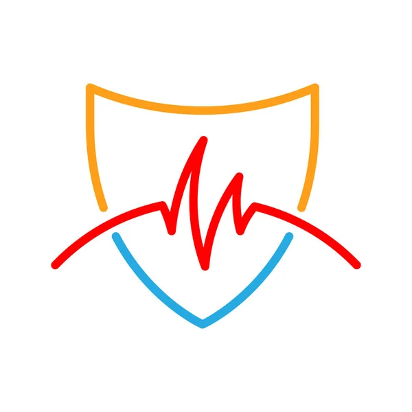 Cardio Icon Shield Shield Heartbeat Icon Abstract Medical Symbol Conceptual — Stock Vector