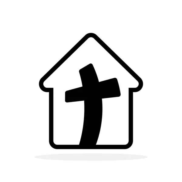 Church Symbol Christian Cross Icon Black Religion Icon Vector Illustration — Stock Vector