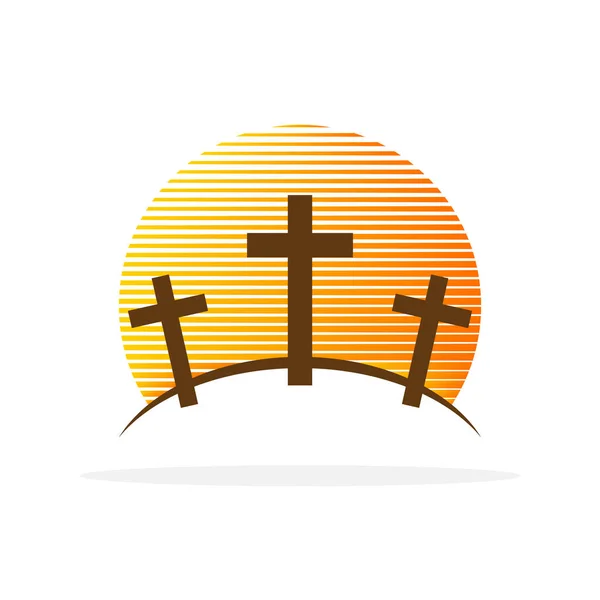 Ícone Calvário Logotipo Religioso Abstracto Ícone Cruz Cristã Ilustração Vetorial — Vetor de Stock