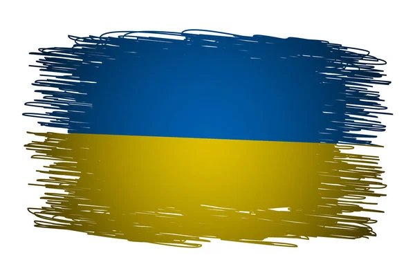 Flagge Der Ukraine Ukrainische Nationalflagge Kritzelstil Vektorillustration Handgezeichnete Fahne — Stockvektor